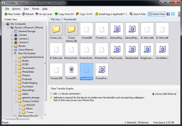iTunesPrefs in i-FunBox