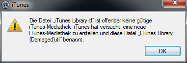 iTunesLibrary.itl Damaged