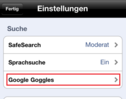 2. Wähle die Einstellungen für Goggle Goggles.